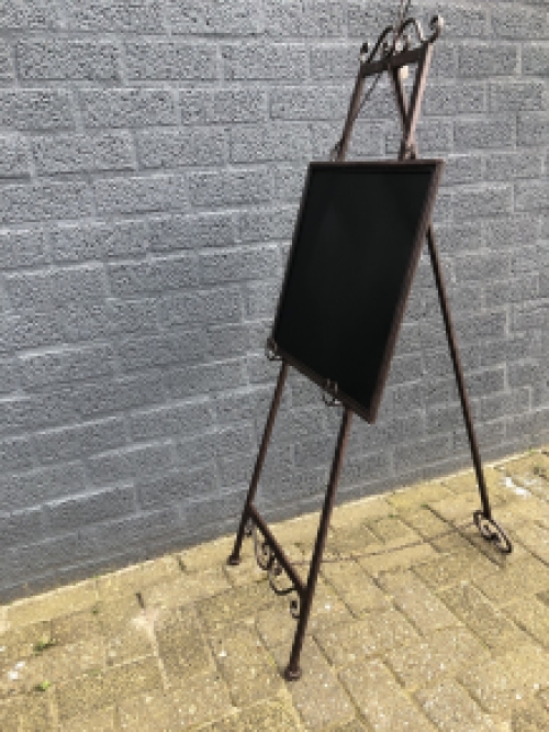 Advertising advertising sign metal on stand with blackboard flat, wrought iron
