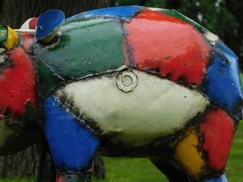 Bamba Hippo Sculpture - 50 x 80 cm - Metal Artwork - Colorful