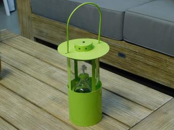 Oil lamp - bright green  - metal - storm lantern