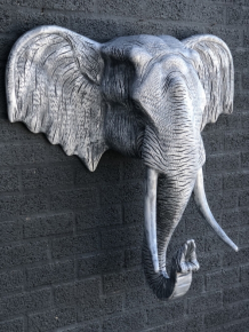 Large wall ornament of an elephant, concrete look, very large and sturdy!