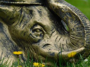 Unieke bloempot olifant - polystone - goud met zwart