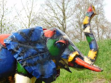 Handmade Elephant with Trunk Raised – Metal – approx. 175 cm – African Design