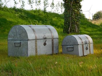 Set of 2 Vintage Storage Chests - Metal - Grey