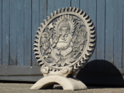 Ornament Ganesha - vol steen - grijs met zwart