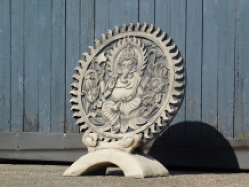 Ornament Ganesha - solid stone - grey with black