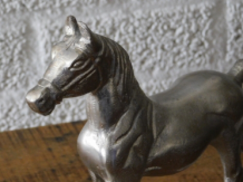 Horse made of aluminum, nickel plated, animal figure