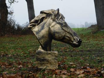 Groot paardenhoofd - goud met zwart - polystone