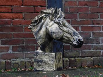 Groot paardenhoofd - goud met zwart - polystone