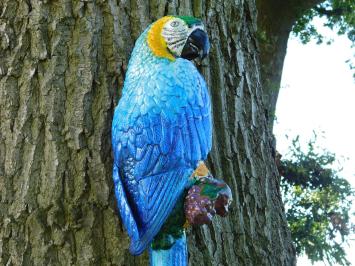 Blauer Papagei XL - Gusseisen - Bunte Wanddekoration