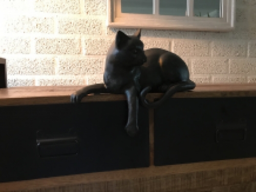 Skulptur einer liegenden Katze aus Polystein, wunderschön!