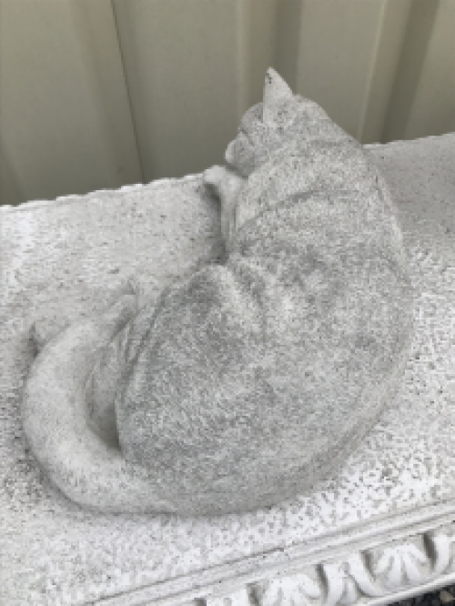 Sleeping cat - lifelike animal figure, made of stone