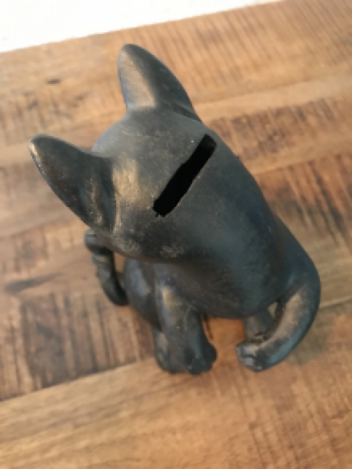 Skulptur: Katze + Maus als Sparschwein