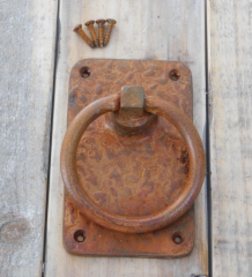 1 Rustic large ring as door shutter/gate shutter-rust coated metal.