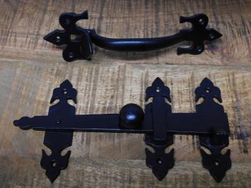 Antiek poortslot - deurgrendel - zwart - valslot - gemaakt van ijzer