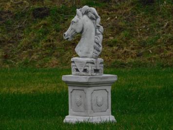 Horse head on pedestal - 60 cm - Solid Stone