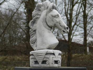 Horse head on pedestal - 60 cm - Solid Stone