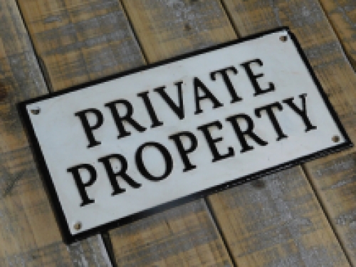 Vintage wandbord - Private Property - gietijzer