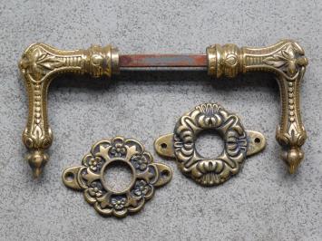 Retro Set of Handles with Rosettes - Brass - Antique Style