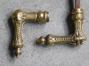 Retro Set of Handles with Rosettes - Brass - Antique Style