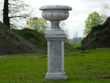 Round Flowerpot on Pedestal - 83 cm - Stone