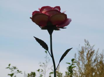 Grote Roos van Metaal - Tuinsteker - Roze