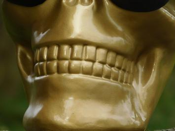 Statue Skull with Glasses - Gold - Polystone