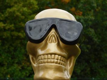 Statue Skull with Glasses - Gold - Polystone