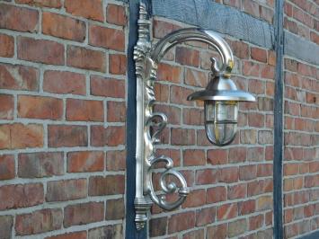 LAST: Antique Ship's Lamp - nickel-plated brass - wall lamp - ornate arm