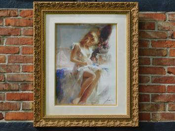 Painting ''Early Morning'' - Art Giclee on paper By Pino - Wooden Frame