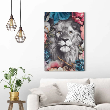 Painting Lion with Flowers - 90 x 60 cm