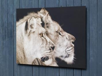 Schilderij Leeuw en Leeuwin - 90 x 60 cm 