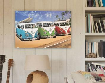 Schilderij Volkswagen Campers - Beach - 90 x 60 cm