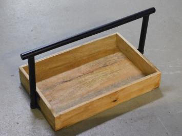 Serving tray - mango wood tray - with metal handle, Last one!!