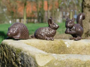 Set Animals - Rabbit, Hedgehog and Squirrel - Cast iron