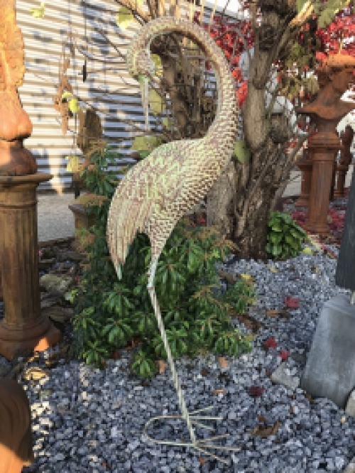 Leuke set tuinbeelden, metalen kraanvogels, fraaie decoratie