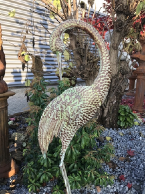Leuke set tuinbeelden, metalen kraanvogels, fraaie decoratie