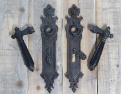 Top door finishes by this antique style brown door hardware room door retro fitting Handles set long plate with ebony handles to the handles...: LAST!!!