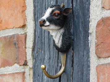 Set of 4 Wall Hooks with Farm Animal Heads – Polyresin & Brass