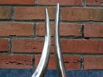 Set of Abstract Sculptures - 130 cm - Silver-coloured - Aluminium with marble base - Sturdy