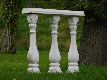 Set of 3 Baluster Posts with Window – For Balcony or Garden – Stone – 90 cm High