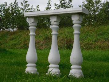 Set of 3 Baluster Posts with Window – For Balcony or Garden – Stone – 90 cm High