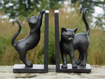 Buchstützen mit Katzen - Schwarz Braun - von Polystone and Holz