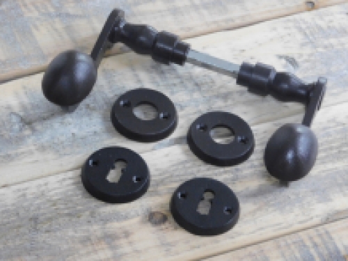 Set of door hardware for room doors - handles and rosettes BB, dark brown iron