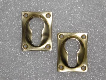 Set of 2 Rectangular Cylinder Rosettes – 47 x 37 mm – Brass