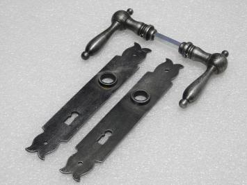 Door Hardware Set - Cambridge Handles + Baron BB 72 Door Plates - Cast Iron, Galvanised