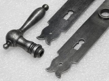 Door Hardware Set - Cambridge Handles + Baron BB 72 Door Plates - Cast Iron, Galvanised