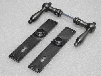 Door Fittings Set - Cambridge Handles + Blanco BB 72 Door Plates - Cast Iron, Galvanised