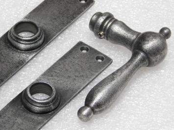 Door Fittings Set - Cambridge Handles + Blanco BB 72 Door Plates - Cast Iron, Galvanised