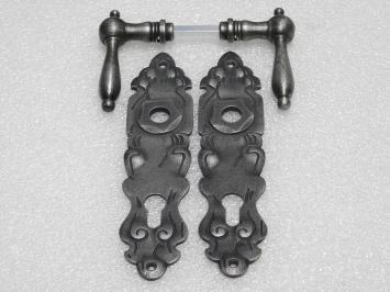 Türbeschlagset – Türgriffe Cambridge + Türschilder Royale PZ 92 – Gusseisen, verzinkt