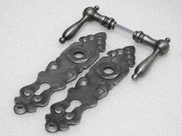 Türbeschlagset – Türgriffe Cambridge + Türschilder Royale PZ 92 – Gusseisen, verzinkt